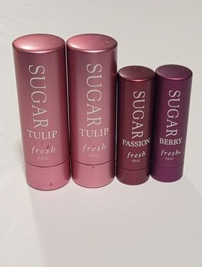 Lot 4 fresh SUGAR Tinted Lip Treatment Balm Tulip Passion Berry Pink Red Bundle